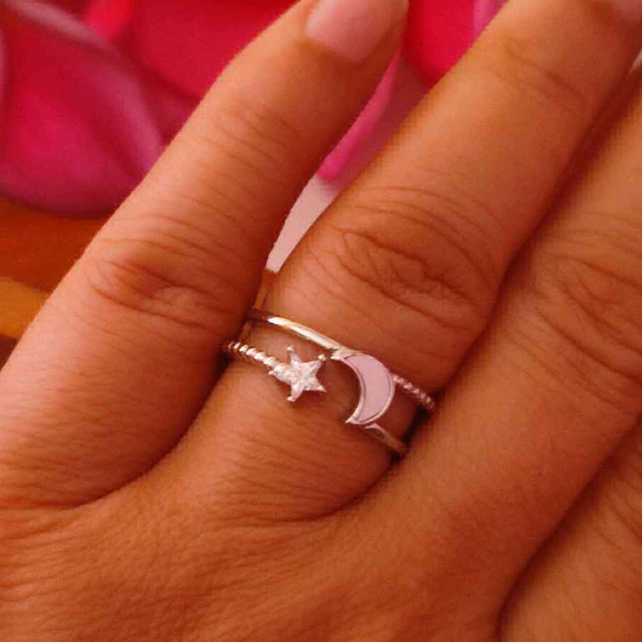 Moon N Star Silver Ring 